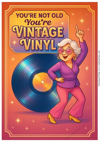 DD DISCO FUNNY FEMALE BIRTHDAY A4 8