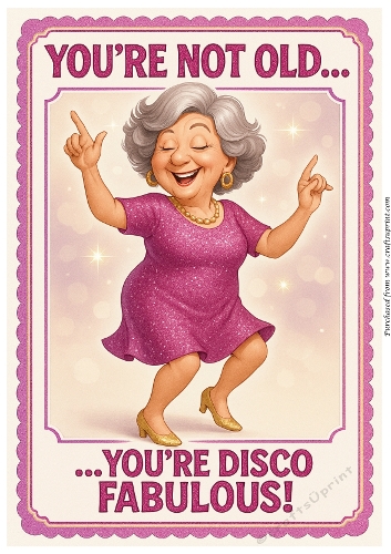 DD DISCO FUNNY FEMALE BIRTHDAY A4 10