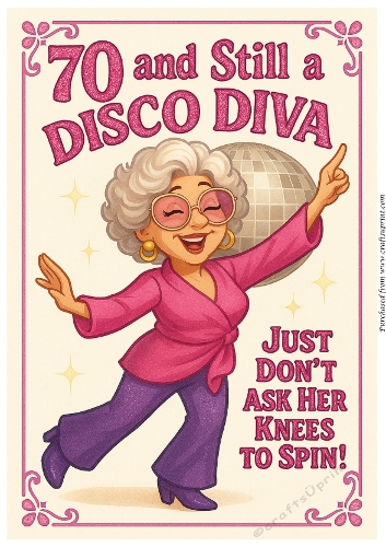 DD DISCO FUNNY FEMALE BIRTHDAY A4 16