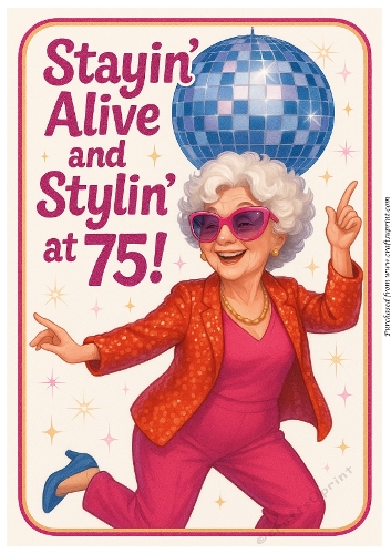 DD DISCO FUNNY FEMALE BIRTHDAY A4 17