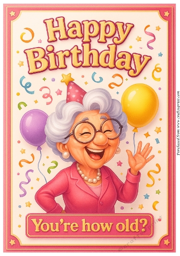 DD FUNNY FEMALE BIRTHDAY A4 111