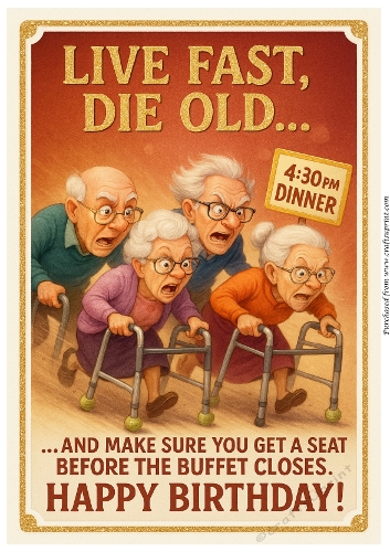 DD FUNNY SENIOR FEMALE BIRTHDAY A4 5
