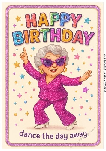 DD DISCO FUNNY FEMALE BIRTHDAY A4 26