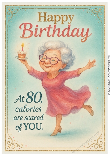 DD FUNNY FEMALE BIRTHDAY 80TH A4 3