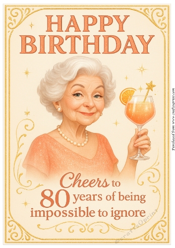DD FUNNY FEMALE BIRTHDAY 80TH A4 4