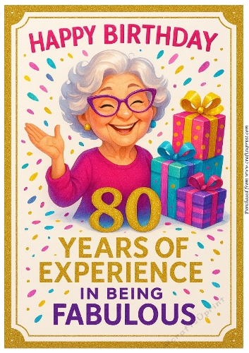 DD FUNNY FEMALE BIRTHDAY 80TH A4 8