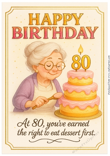 DD FUNNY FEMALE BIRTHDAY 80TH A4 9