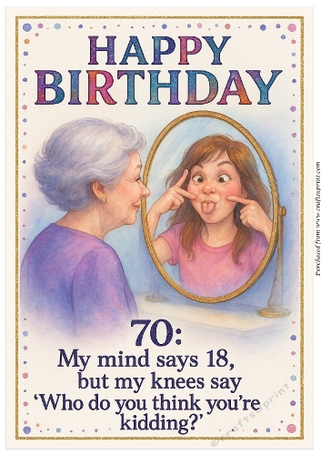 DD FUNNY FEMALE BIRTHDAY 70TH A4 4