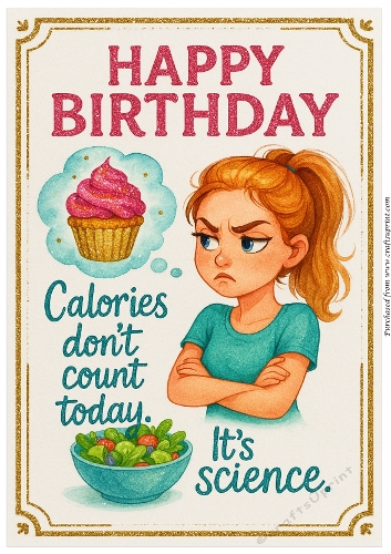 DD FUNNY FEMALE BIRTHDAY A4 156