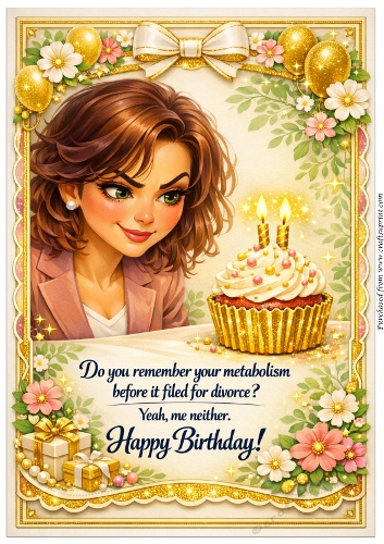 DD GOLDEN FEMALE BIRTHDAY A4 10