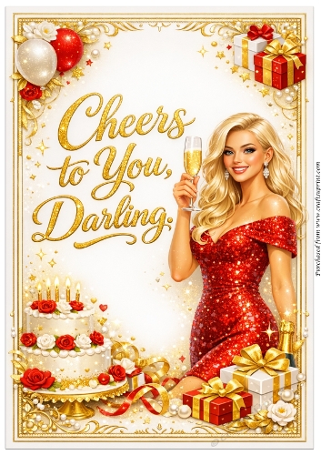 DD GOLDEN FEMALE BIRTHDAY A4 25