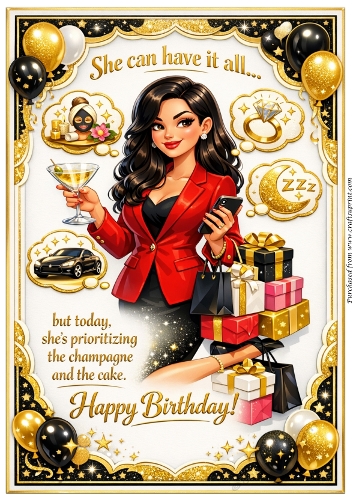 DD GOLDEN FEMALE BIRTHDAY A4 51