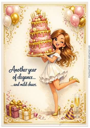 DD GOLDEN FEMALE BIRTHDAY A4 62