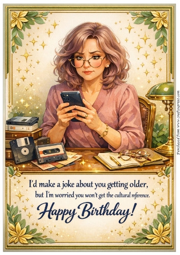 DD GOLDEN FEMALE BIRTHDAY A4 66