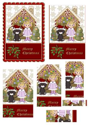 Christmas Girl and Cat Pyramid