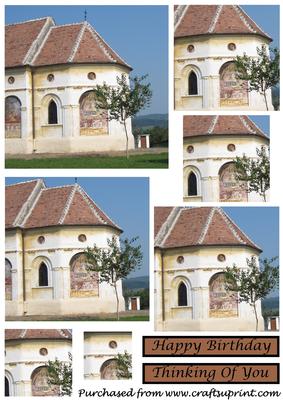 Old Church and Tree Square Pyramid