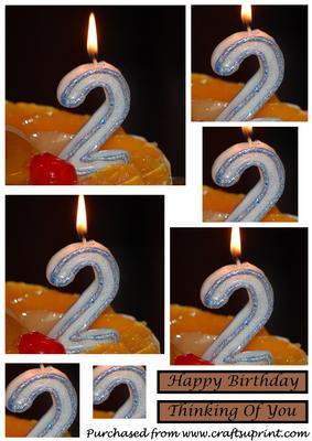 Second Birthday Candle Square Pyramid
