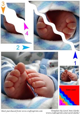 Baby Boy Feet Square Wavy Corner Side Stacker