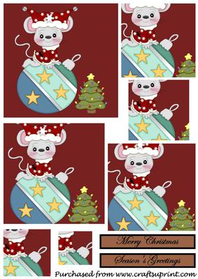 Christmas Mouse with Christmas Tree Square Pyramid