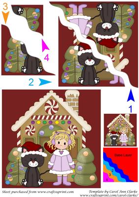 Christmas Girl and Cat Square Wavy Corner Stacker