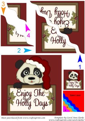 Cute Panda and Christmas Sign Square Wavy Corner Stacker 1