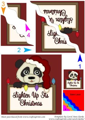 Cute Panda and Christmas Sign Square Wavy Corner Stacker 2
