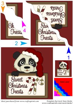 Cute Panda and Christmas Sign Square Wavy Corner Stacker 3