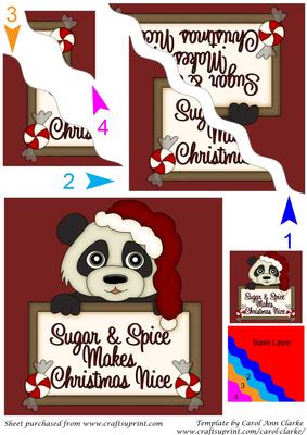 Cute Panda and Christmas Sign Square Wavy Corner Stacker 4