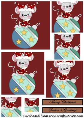 Christmas Mouse with Bauble Square Pyramid