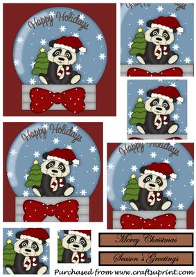 Christmas Panda Snowglobe Square Pyramid 3