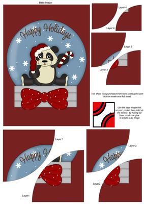 Christmas Panda Snowglobe Duo Corner Stacker 1