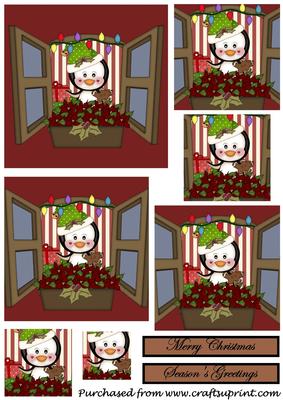 Cute Christmas Penguin at Window Square Pyramid 2