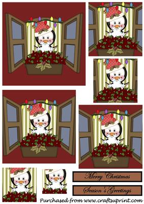Cute Christmas Penguin at Window Square Pyramid 3