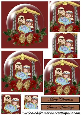 Christmas Nativity Snow Globe Square Pyramid