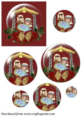Christmas Nativity Snow Globe Circle Pyramid
