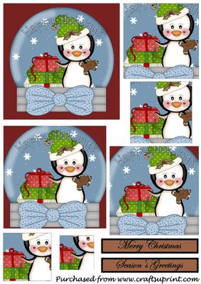 Christmas Penguin Snow Globe Square Pyramid 2