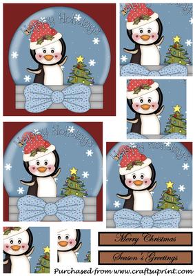 Christmas Penguin Snow Globe Square Pyramid 4