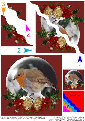 Christmas Robin Snow Globe Square Wavy Corner Stacker