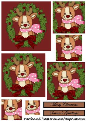 Christmas Reindeer Wreath Square Pyramid 1