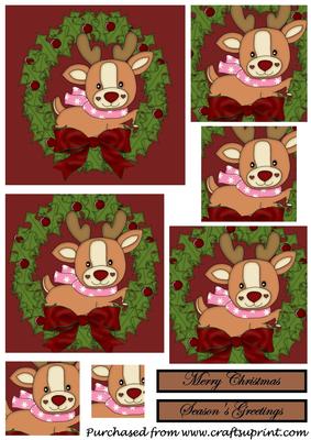 Christmas Reindeer Wreath Square Pyramid 2
