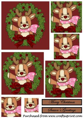 Christmas Reindeer Wreath Square Pyramid 3