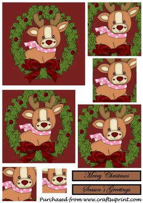Christmas Reindeer Wreath Square Pyramid 4