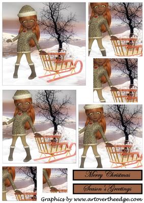 Christmas Girl Sleigh Square Pyramid