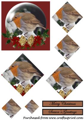 Christmas Robin Snow Globe Diamond Pyramid