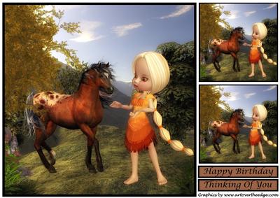 Blonde Girl and Horse Topper