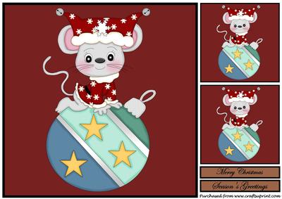 Christmas Mouse with Bauble Topper
