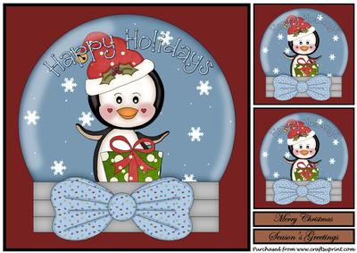 Christmas Penguin Snow Globe Topper 1