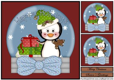 Christmas Penguin Snow Globe Topper 2