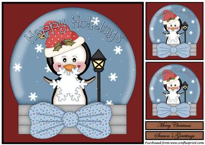 Christmas Penguin Snow Globe Topper 3