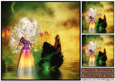 Blonde Girl and Butterfly Topper